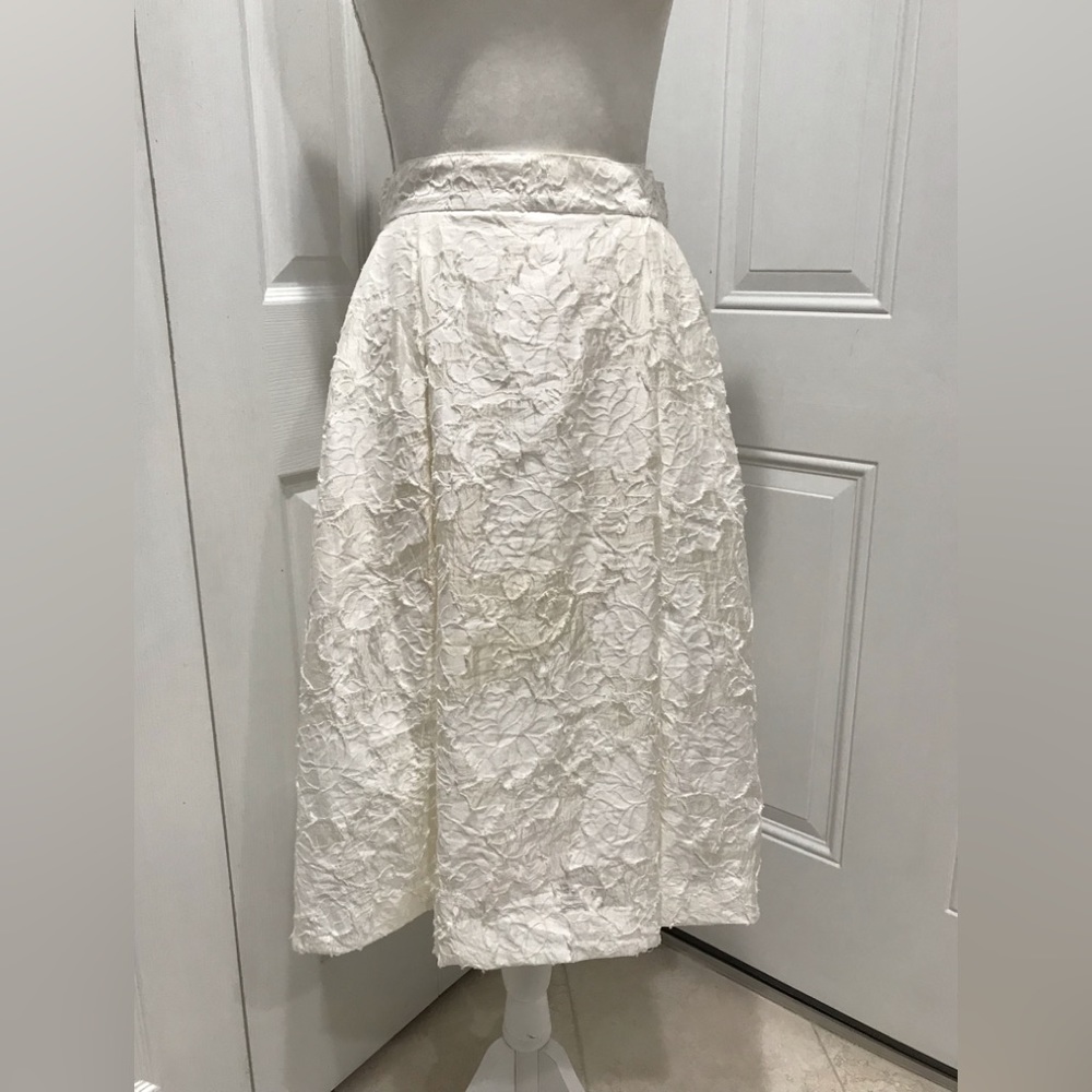 🟠 H&M Women’s White Pleated Lined Pocketed Skirt, Size 8